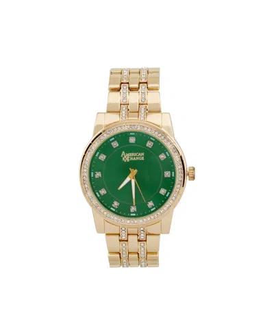 American Exchange Men's Crystal Bracelet Watch 46mm Gift Set In Gold,green