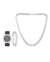 American Exchange Men's Matte Black Silicone Strap Analog Watch 42mm With Necklace And Bracelet Gift Set In No Color