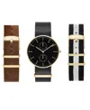 American Exchange Men's Navy Leather Strap Analog Watch 40mm Gift Set In Navy