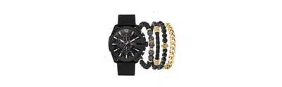 American Exchange Men's Quartz Black Polyurethane Strap Watch, 52mm