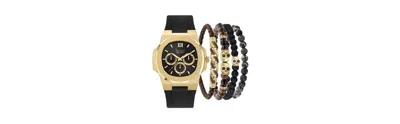 American Exchange Men's Quartz Black Silicone Strap Watch, 47mm