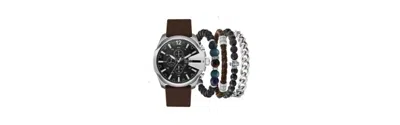 American Exchange Men's Quartz Brown Polyurethane Strap Watch, 52mm
