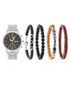 American Exchange Men's Quartz Shiny Silver Tone Metal Alloy Watch, 44mm In Shiny Silver