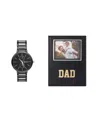 American Exchange Men's Two-tone Metal Alloy Bracelet Analog Watch 42mm Gift Set In Shiny Black,shiny Silver