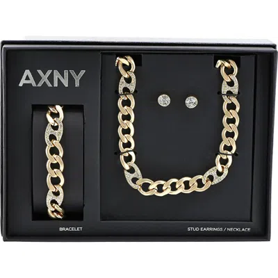 American Exchange Necklace, Bracelet & Earrings Gift Set In Gold