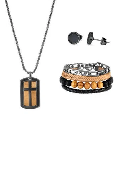 American Exchange Necklace, Bracelets & Earrings Gift Set In Gold