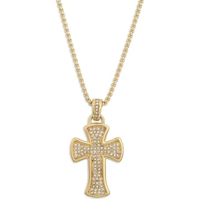 American Exchange Pavé Cross Pendant Necklace In Gold