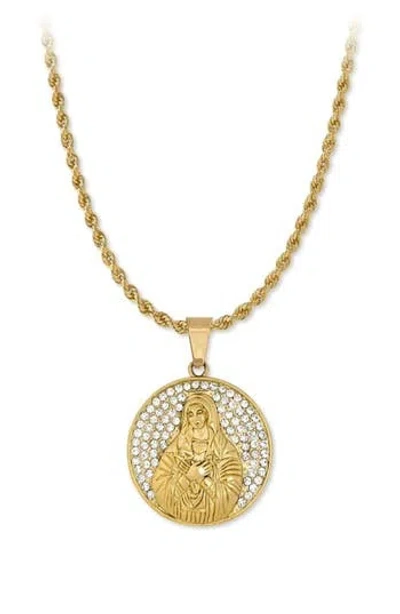 American Exchange Pavé Virgin Mary Pendant Necklace In Gold/silver