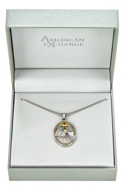 American Exchange Prayer Cross Pendant Necklace In Silver