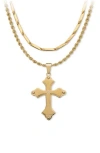 American Exchange Set Of 2 Cross Necklaces In Gold/gold
