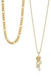 AMERICAN EXCHANGE SET OF 2 FIGARO CHAIN & SNAKE PENDANT NECKLACE