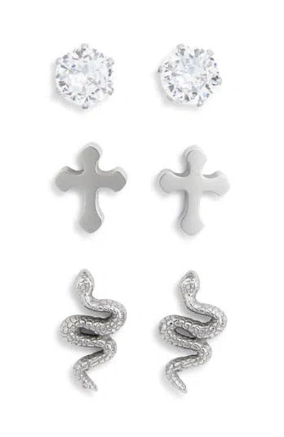 American Exchange Set Of 3 Stud Earrings