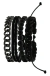 American Exchange Set Of 4 Mixed Bracelets In Gun/black
