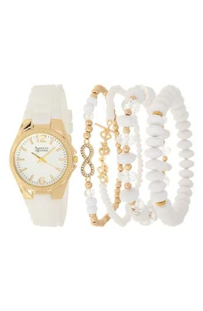 American Exchange Silicone Strap Watch, 36mm In White