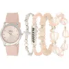 American Exchange Silicone Strap Watch & Assorted Bracelets Set, 38mm In Pink