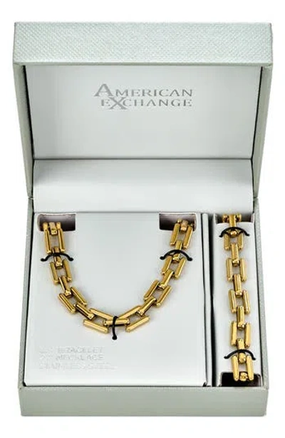 American Exchange Square Linked Bracelet In Gold