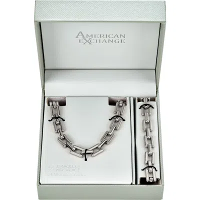 American Exchange Square Linked Bracelet In Silver