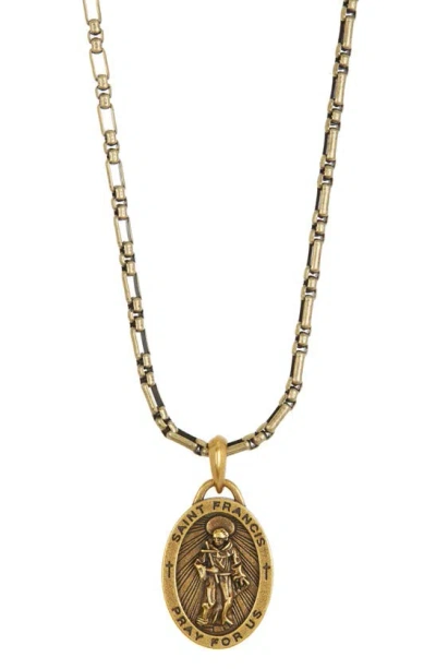 American Exchange St. Francis Oval Medallion Pendant Necklace In Gold