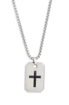 American Exchange Stainless Steel Cross Dog Tag Pendant Necklace In Silver