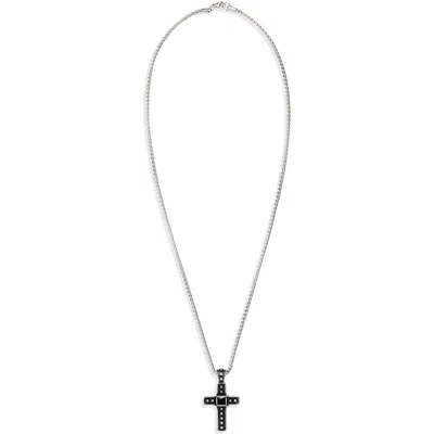 American Exchange Stainless Steel Cross Necklace In White