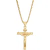 American Exchange Stainless Steel Crucifix Pendant Necklace In Gold