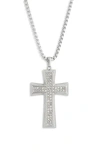 American Exchange Stainless Steel Pavé Crystal Cross Pendant Necklace In Silver