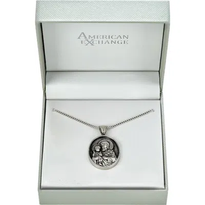 American Exchange Stainless Steel St. Joseph Pendant Necklace In Silver