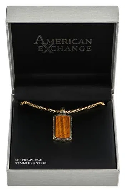 American Exchange Stone Pendant Necklace In Gold