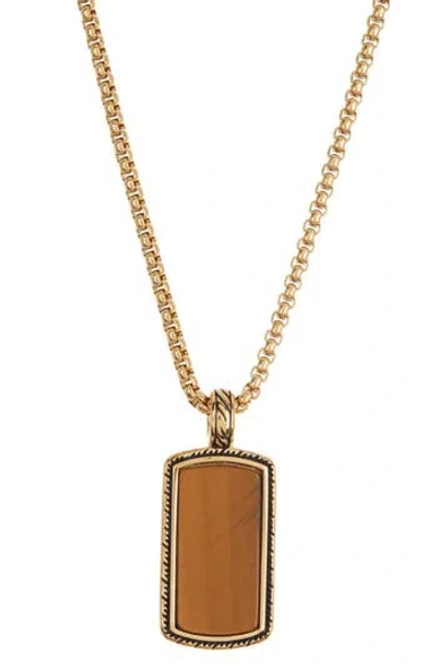 American Exchange Stone Pendant Necklace In Gold/tiger Eye