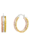 American Exchange Tri-tone Hammered Hoop Earrings In Tritone