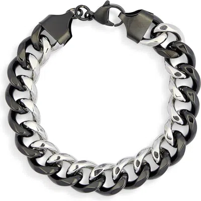 American Exchange Two-tone Curb Chain Bracelet In Black