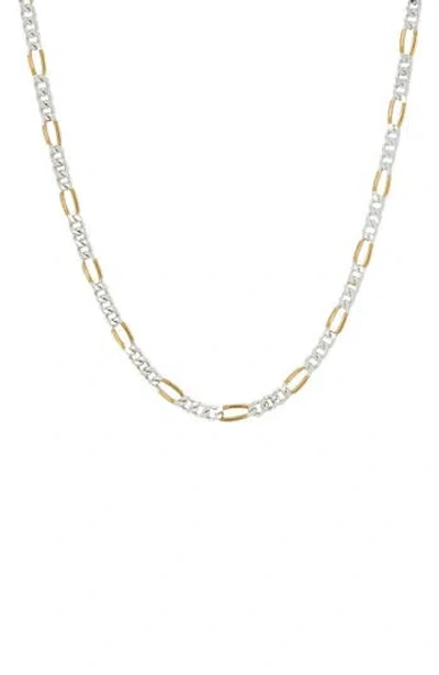 American Exchange Two-tone Figaro Chain Necklace In Gold