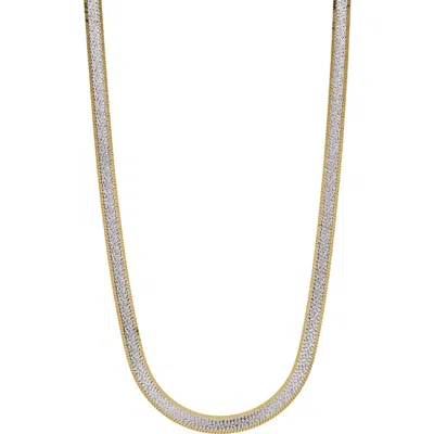 American Exchange Two Tone Herringbone Chain Necklace In Metallic