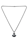 American Exchange Two-tone Stainless Steel Anchor Pendant Necklace In Gun/blue