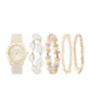 American Exchange Women's Matte Beige Silicone Strap Analog Watch 38mm With Stackable Bracelets Gift Set In Beige