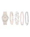 American Exchange Women's Matte Light Pink Silicone Strap Analog Watch 38mm With Stackable Bracelets Gift Set In Light Pink