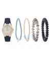 American Exchange Women's Navy Silicone Strap Analog Watch 35mm With Stackable Bracelets Gift Set In Navy