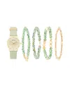American Exchange Women's Sage Green Polyurethane Leather Strap Analog Watch 32mm With Stackable Bracelets Gift Set In Sage Green