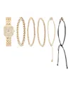 American Exchange Women's Shiny Gold Metal Alloy Band Analog Watch 26mm With Stackable Bracelets Gift Set In Gold