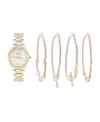 American Exchange Women's Shiny Two-tone Metal Alloy Analog Watch 33mm With Stackable Bracelets Gift Set In Shiny Gold,shiny Silver
