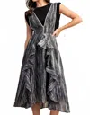 American Fit Daphne Ruffled Shibori Dyed Midi Skirt In Black In Black