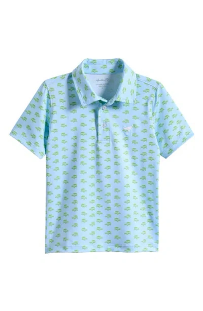 American Fit Kids' Alligator Print Polo In Blue