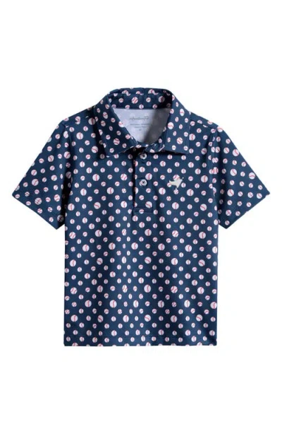 American Fit Kids' Baseball Print Polo In Blue