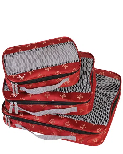 American Flyer Fleur De Lis 3pc Packing Cubes Set In Red