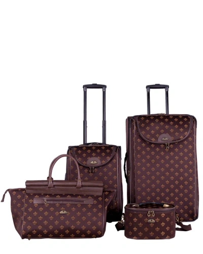 American Flyer Fleur De Lis 4pc Luggage Set In Brown