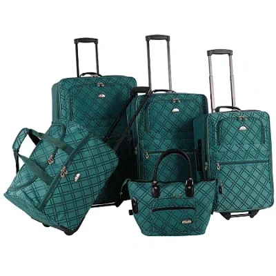 American Flyer Pemberly Buckles 5-pc. Softside Luggage Set In Green