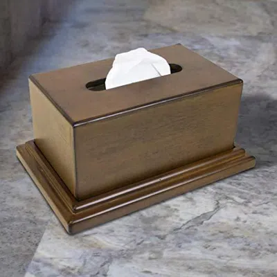 American Furniture Classics Decorative Wood Tissue Box With Hidden Concealment Compartment For Your Valuables In Blue