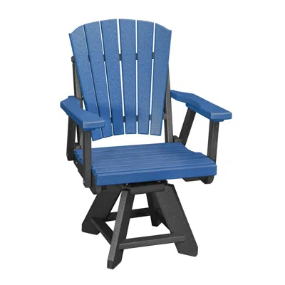 American Furniture Classics Dining Height Swivel Arm Chair In Blue With A Black Base