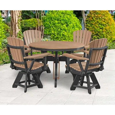 American Furniture Classics Dining Height Swivel Arm Chair In Cedar With A Black Base In Brown