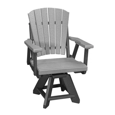 American Furniture Classics Dining Height Swivel Arm Chair In Light Grey With A Black Base In Gray
